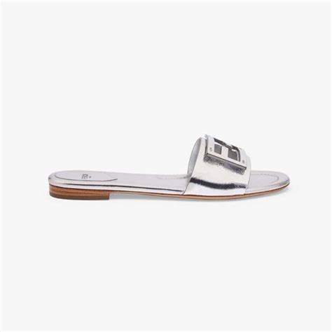 fendi silver nappa leather slides|Baguette .